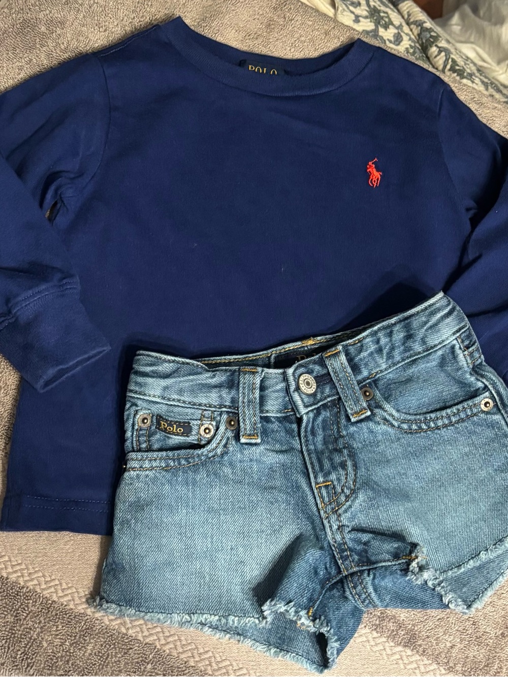 Ralph Lauren Navy Long-Sleeve Tee with Red Pony